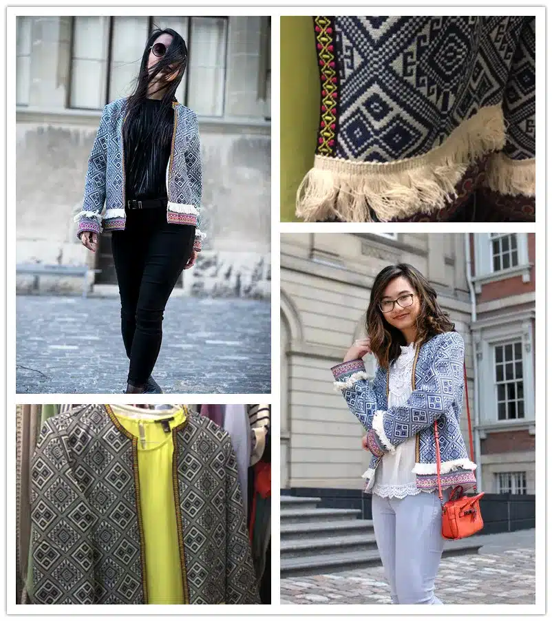 Sheinside Tribal Embroidered Jacket Blue Vintage Fringe Tape Trim Women Autumn Coat Spring Long Sleeve Elegant Boho Jacket 18
