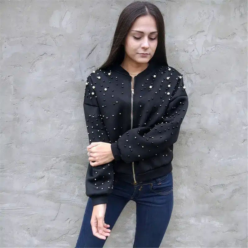 RUGOD New Hot Diamond Beading Bomber Jacket Women 2018 Spring Casual Loose Zipper Long Sleeve Baseball Jacket Casaco Feminino 15