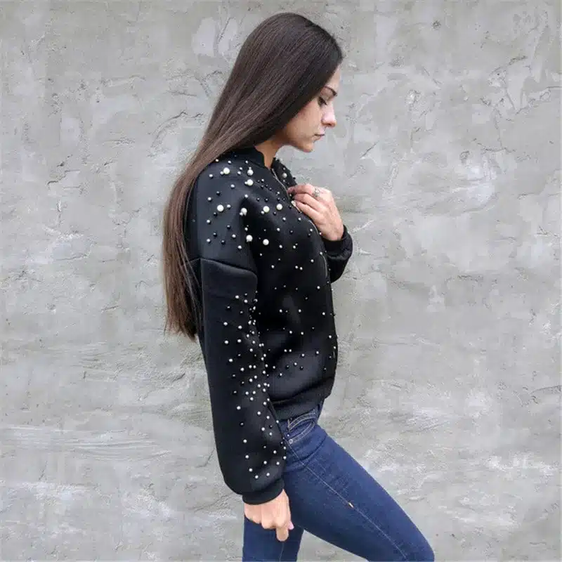 RUGOD New Hot Diamond Beading Bomber Jacket Women 2018 Spring Casual Loose Zipper Long Sleeve Baseball Jacket Casaco Feminino 16
