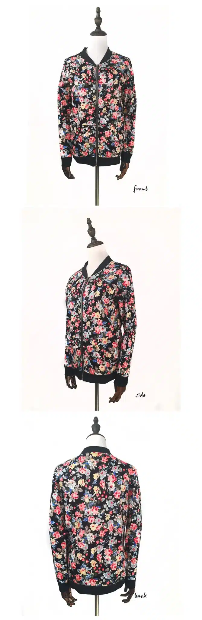 Plus Size 3XL Spring Autumn Fashion Baseball Floral Jacket Women Ditsy Print Zipper Varsity Outwear Woman Clothes C55302 10