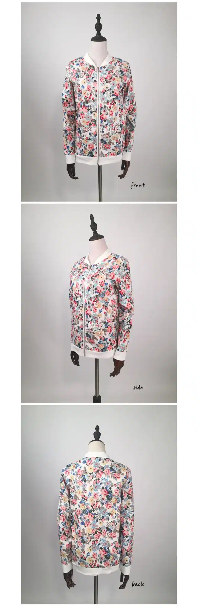 Plus Size 3XL Spring Autumn Fashion Baseball Floral Jacket Women Ditsy Print Zipper Varsity Outwear Woman Clothes C55302 11