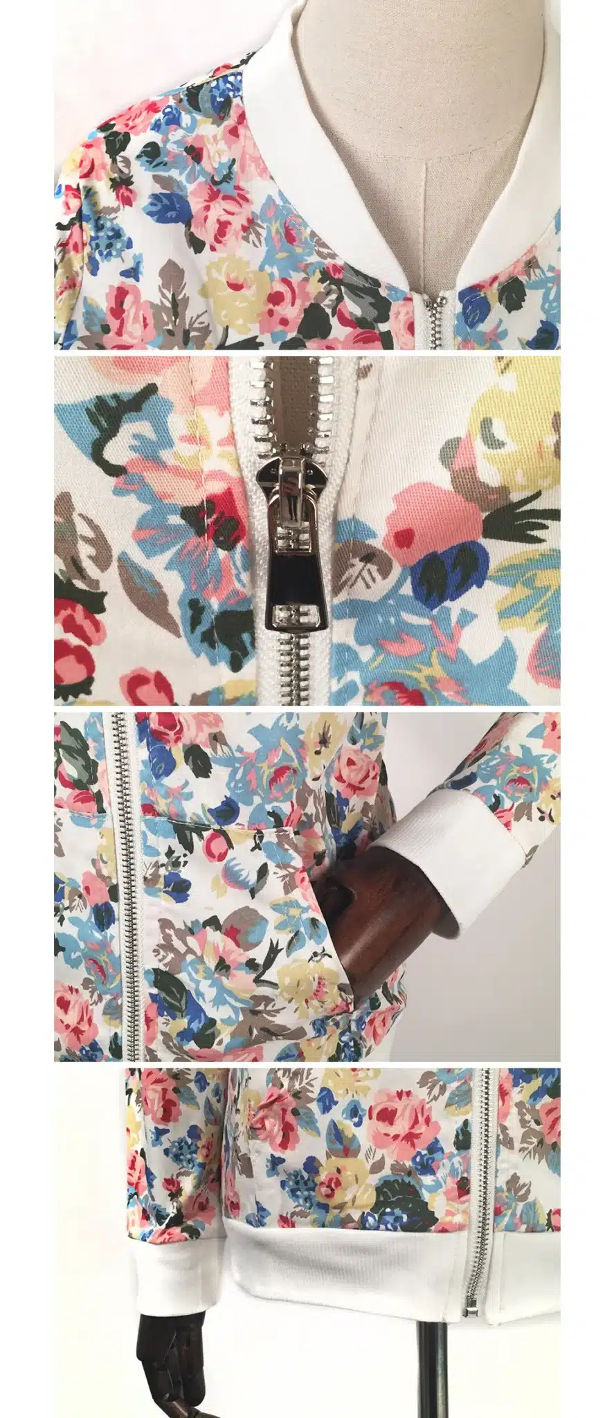 Plus Size 3XL Spring Autumn Fashion Baseball Floral Jacket Women Ditsy Print Zipper Varsity Outwear Woman Clothes C55302 12
