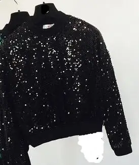 Fashion Spring Women's O-neck Pullover Sequin Jacket Streetwear Hip Hop Dance Female Stage All Match Jackets Coats Tops 50 13