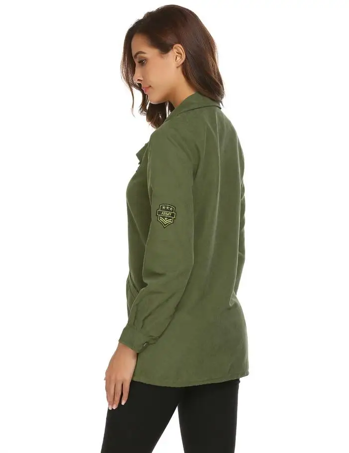 FINEJO womens Autumn Jacket 2018 Spring Hooded Drawstring Coat Long Sleeve Casaco Feminino Solid applique military jacket women 14