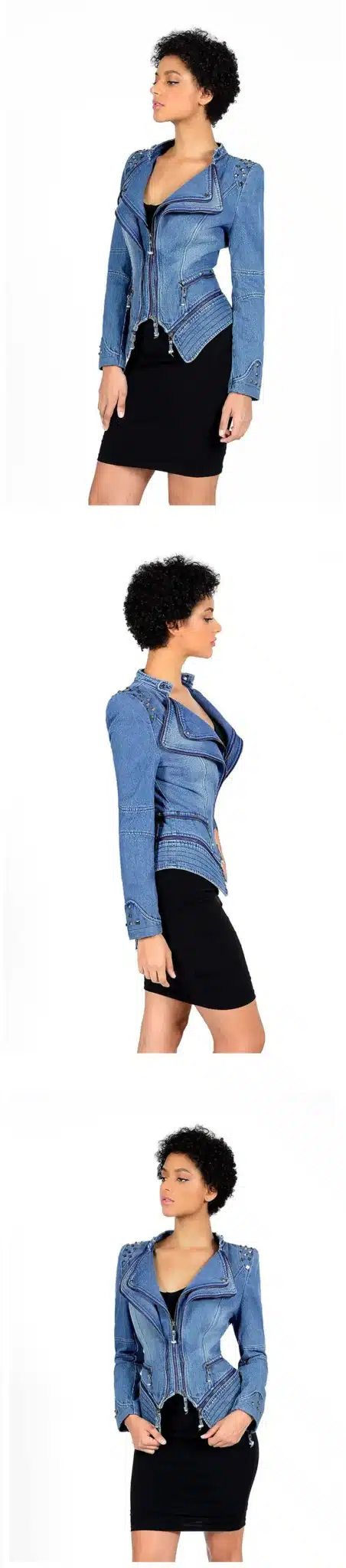 Short jacket womens 2018 spring denim motorcycle Windbreaker Plus size 6XL zipper tops Diamonds Slim female fashion jeans coats 14
