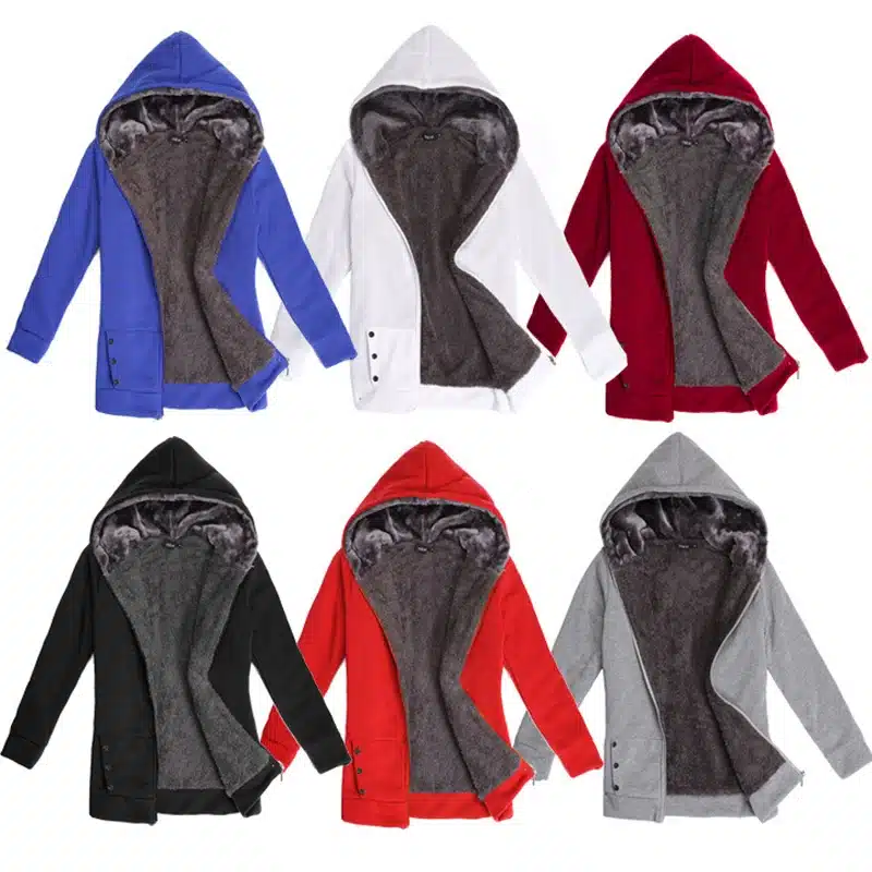 Autumn winter Wollen Zipper Hoodie Coats Casual Warm Cardigan Sweaters Womens Long Sleeved Jackets Hooded Outwear Spring SJ726U 2