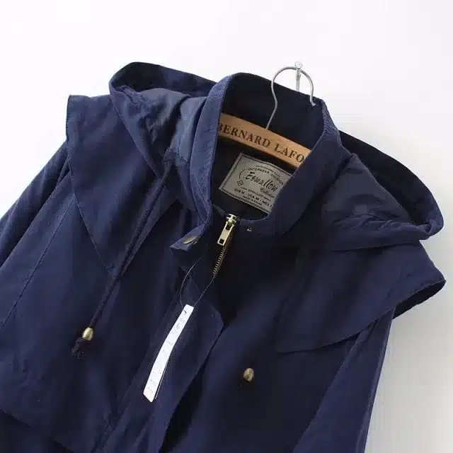 New 2019 Spring Bat Sleeve Windbreaker Hooded Women Navy Blue/Army Green Jacket Coat Autumn Casual Loose Women's Jacket Outwear 18