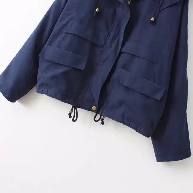 New 2019 Spring Bat Sleeve Windbreaker Hooded Women Navy Blue/Army Green Jacket Coat Autumn Casual Loose Women's Jacket Outwear 22
