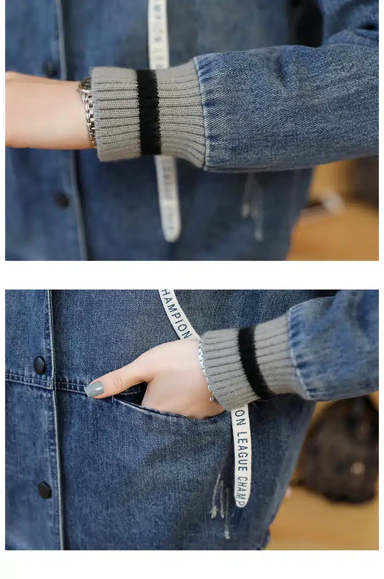 2018 Spring Autumn Women Jeans Jacket Loose Outerwear Fashion Casual Stitching Hooded Denim Jacket Cute Female Short Denim Tops 20
