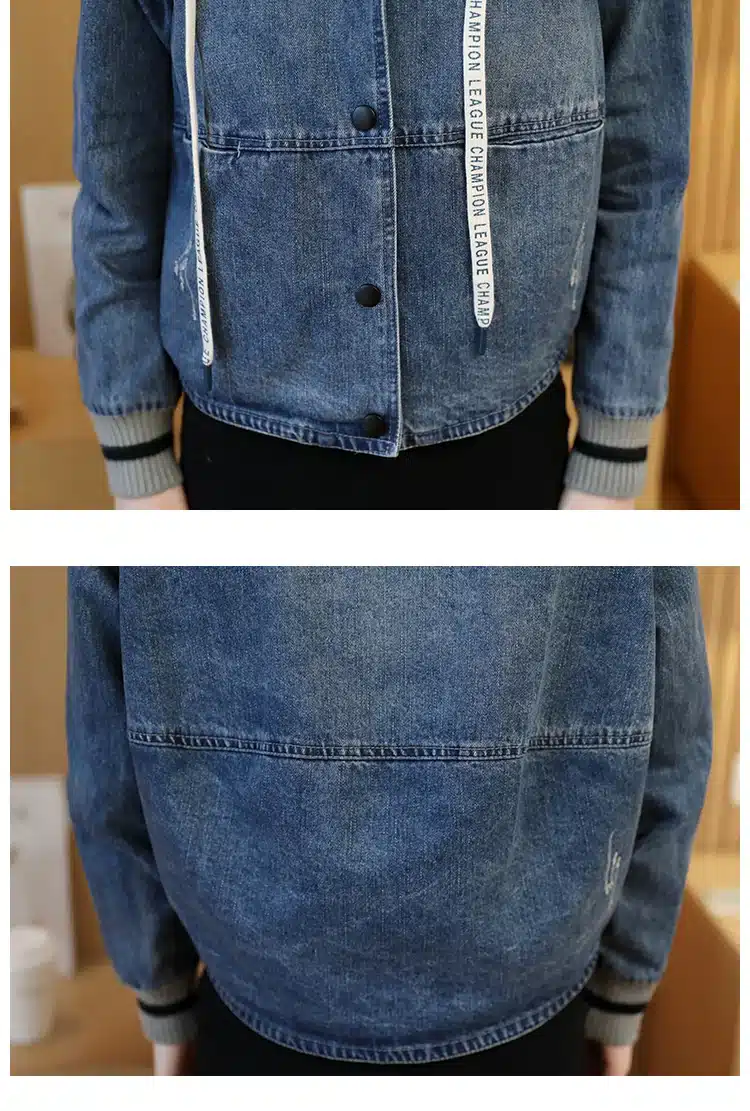 2018 Spring Autumn Women Jeans Jacket Loose Outerwear Fashion Casual Stitching Hooded Denim Jacket Cute Female Short Denim Tops 21