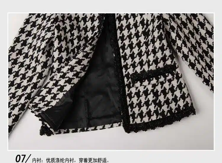 Hot sale!! spring autumn women's houndstooth woolen blends short jackets elegant OL wool outerwears Plus size S-4XL,QY13032385 13