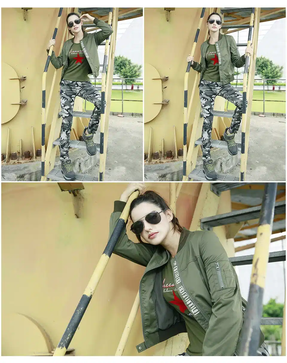 Freearmy Green Coat Spring Jacket Women Vintage Jacket Letters Print Women's Coats Camouflage Ladies Clothing Large Size Female 3