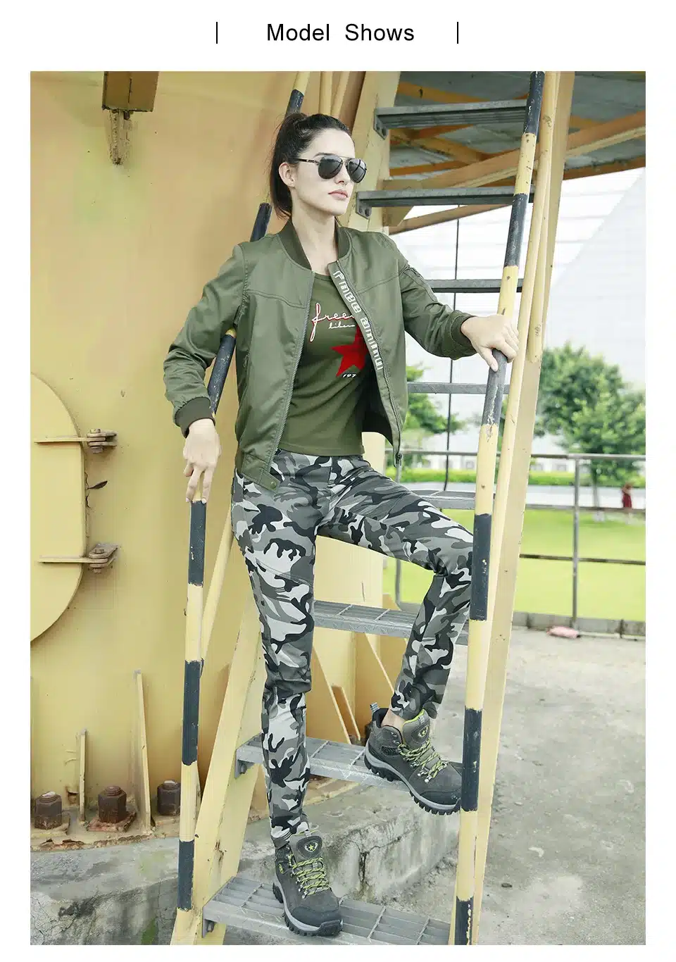 Freearmy Green Coat Spring Jacket Women Vintage Jacket Letters Print Women's Coats Camouflage Ladies Clothing Large Size Female 7