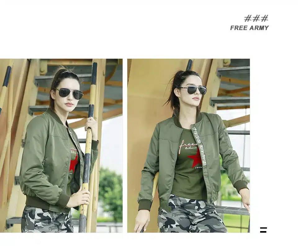 Freearmy Green Coat Spring Jacket Women Vintage Jacket Letters Print Women's Coats Camouflage Ladies Clothing Large Size Female 8