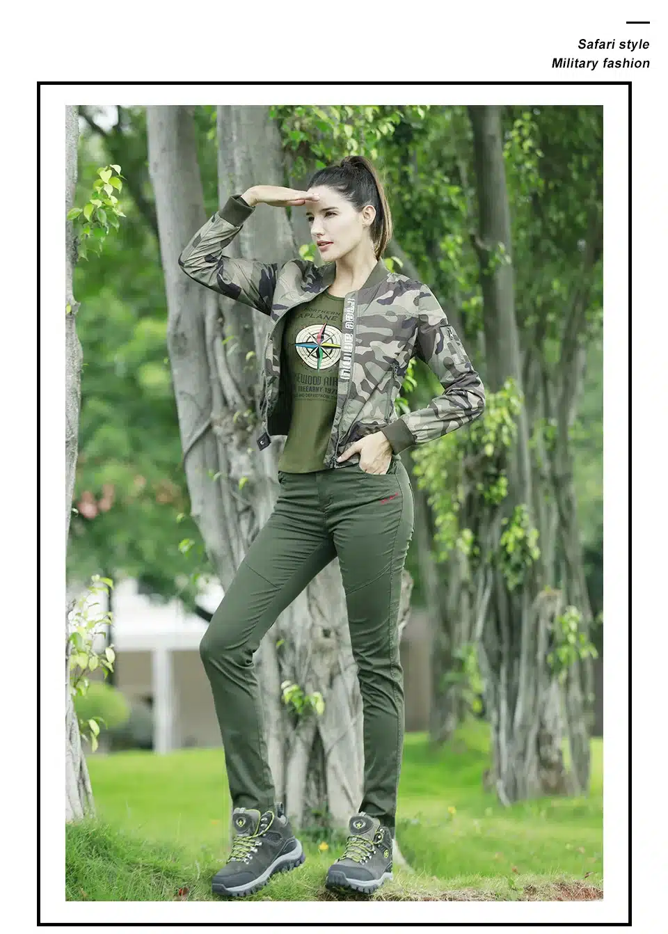 Freearmy Green Coat Spring Jacket Women Vintage Jacket Letters Print Women's Coats Camouflage Ladies Clothing Large Size Female 10