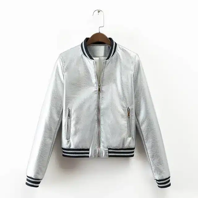 Cardigan Metal Silver and Gold Color Trend Women's Spring Jacket For Women Bomber Jackets Slim Casual Short Coat Female Autumn 6