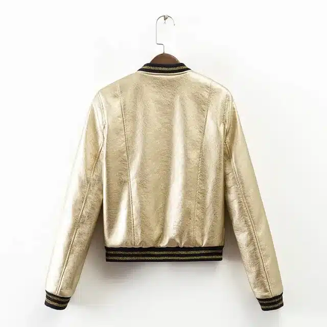 Cardigan Metal Silver and Gold Color Trend Women's Spring Jacket For Women Bomber Jackets Slim Casual Short Coat Female Autumn 15
