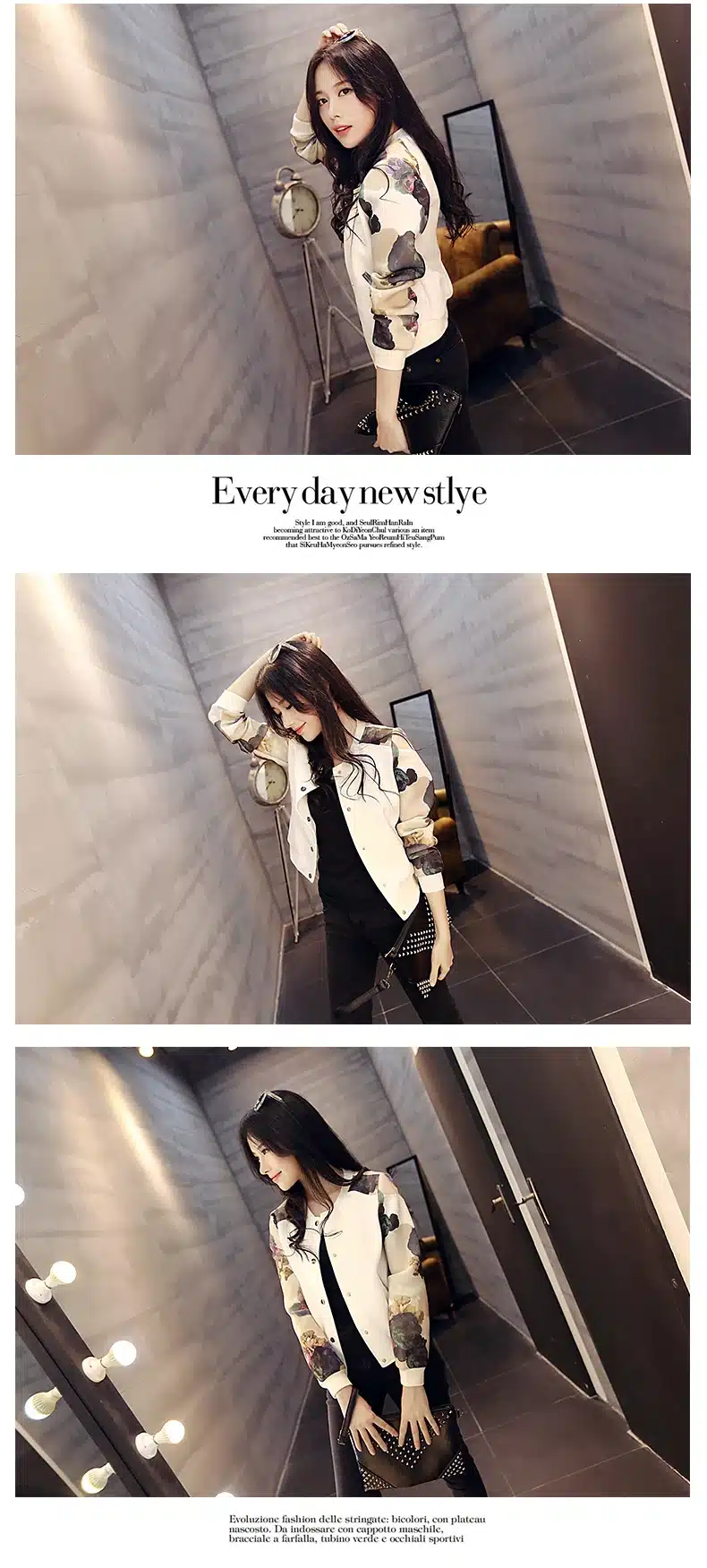 Woman Spring / Summer 2018 Short Slim Baseball Jacket Women's Loose Bomb Jacket 4