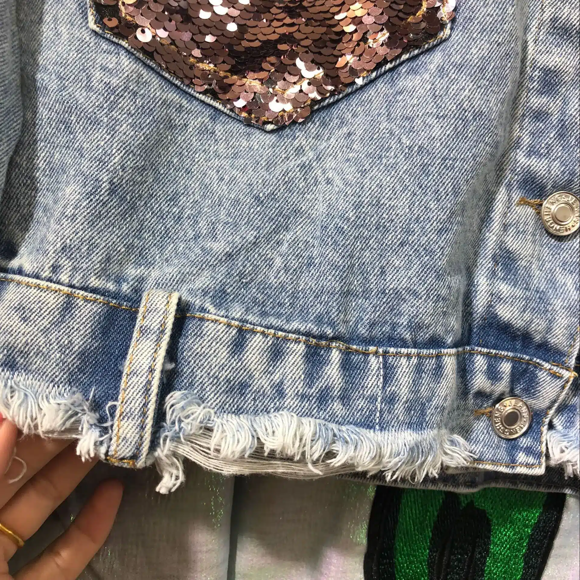 Short Denim Jacket Coat Female Student Loose Spring Autumn Sequins Irregular Short Jeans Jacket Women Holes Denim Coats 6