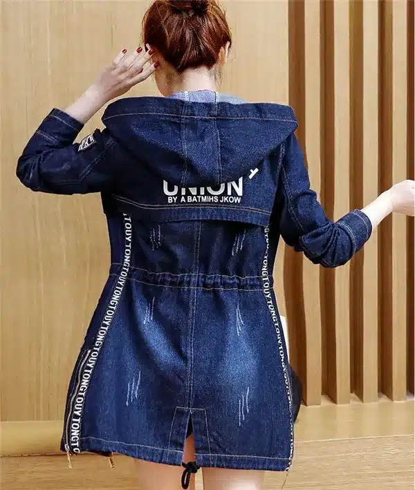 RLYAEIZ Women Denim Jacket 2017 Spring Fashion Pockets Mid-Long Woman Zipper Jeans Jackets casaco Long Sleeve Hooded Denim Coats 14