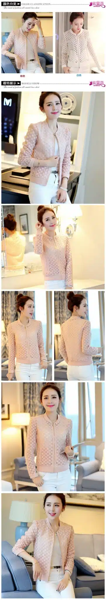 Lace Jacket women 2019 Spring Summer New Brand Full Lace coat Outwear Leisure Casual Jacket High Quality Jacket chaquetas mujer 7