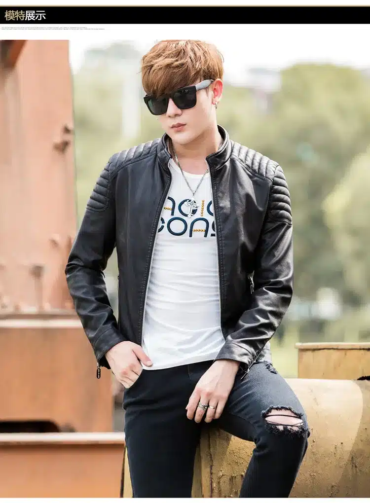 Brand 2017 Spring Autumn Outerwear Men Casual Coat Long Sleeve Zipper PU leather jacket Fashion design Men Motorcycle Jacket 4XL 8