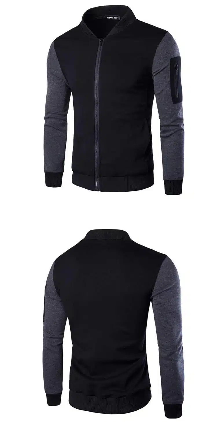 Bomber Jacket Men Veste Blouson Homme 2017 Mens Fashion Patchwork Sleeve Zipper Baseball Jacket Light Weight Mens Spring Jackets 10