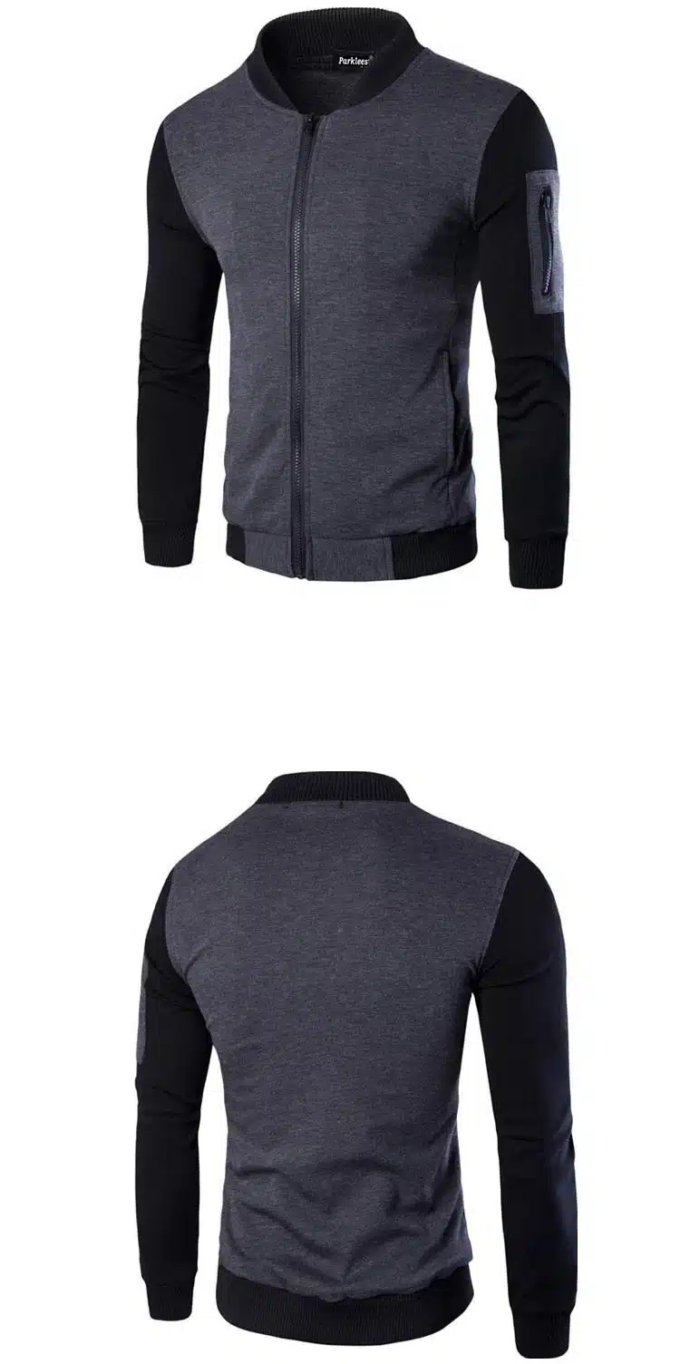 Bomber Jacket Men Veste Blouson Homme 2017 Mens Fashion Patchwork Sleeve Zipper Baseball Jacket Light Weight Mens Spring Jackets 11