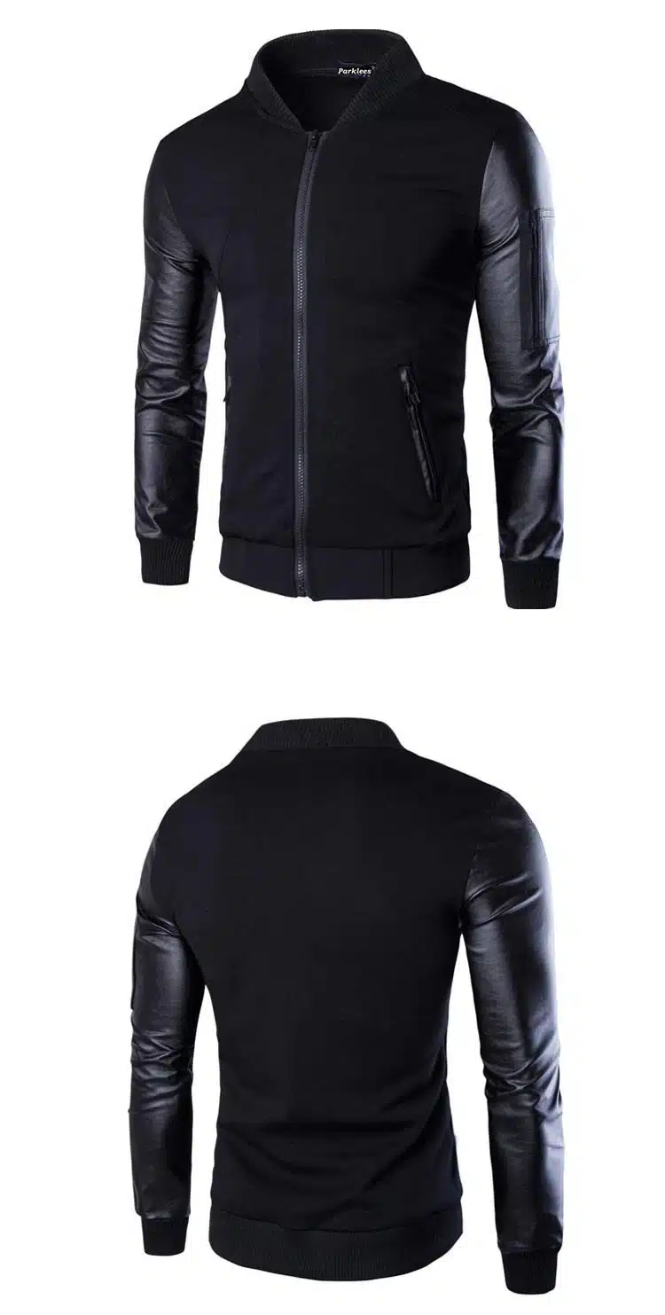Bomber Jacket Men Veste Blouson Homme 2017 Mens Fashion Patchwork Sleeve Zipper Baseball Jacket Light Weight Mens Spring Jackets 13