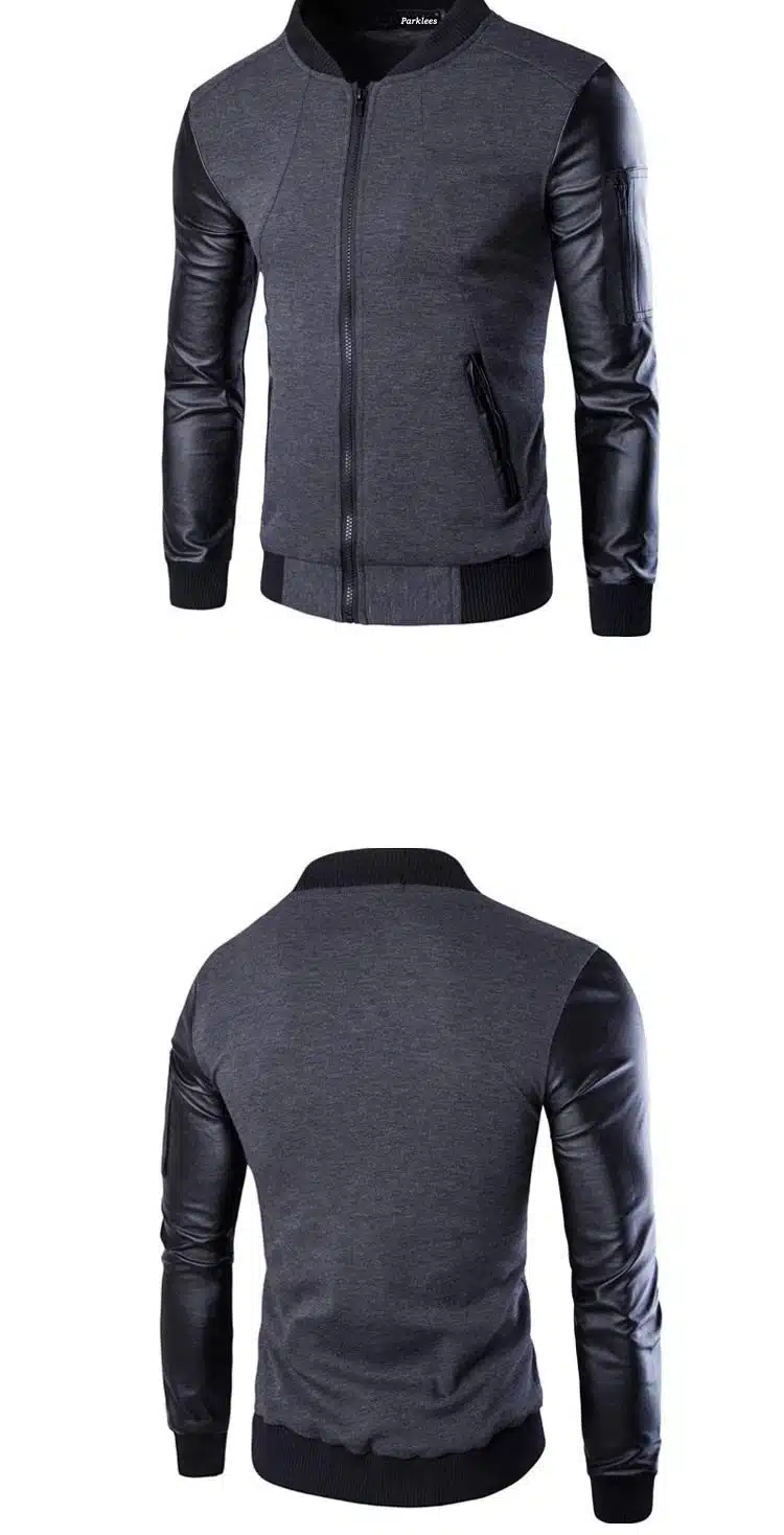 Bomber Jacket Men Veste Blouson Homme 2017 Mens Fashion Patchwork Sleeve Zipper Baseball Jacket Light Weight Mens Spring Jackets 14
