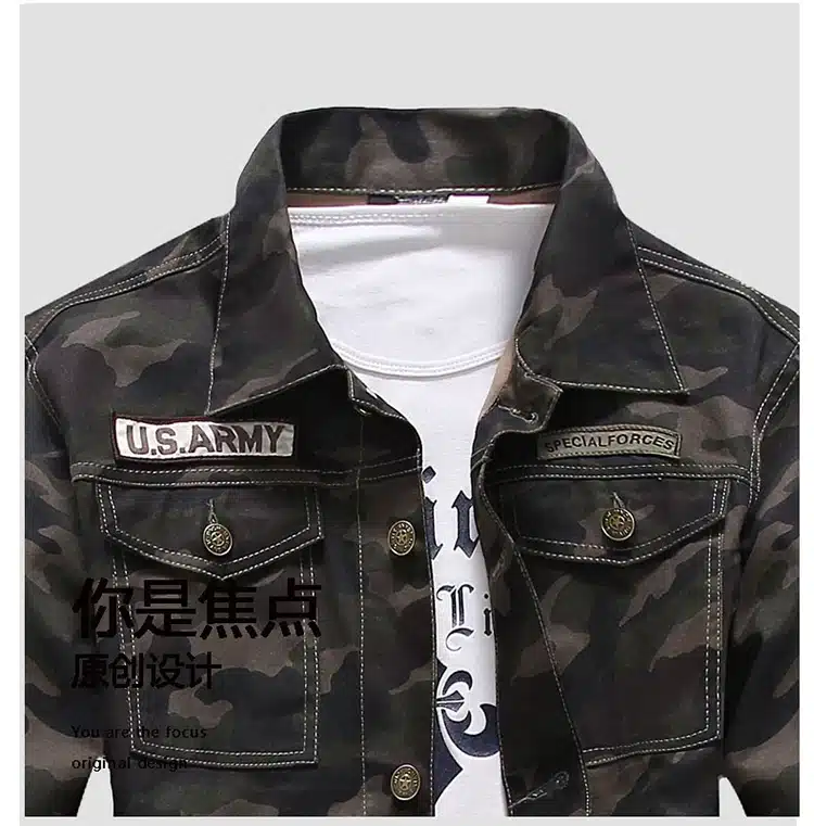 2018 New Sale Spring men's denim jacket camouflage windbreaker mens Slim Coats masculina male Fashion Outerwear Coats Plus 4XL 7