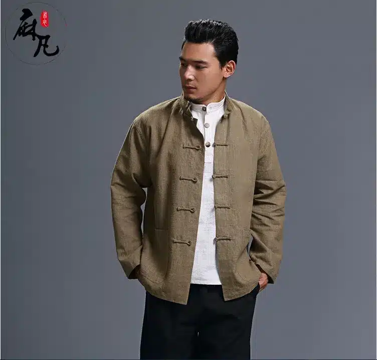 Spring and autumn chinese style retro frog casual pure linen cardigan men's outer coat jacket with pocket 12