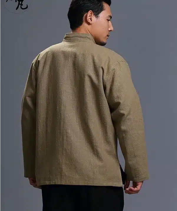 Spring and autumn chinese style retro frog casual pure linen cardigan men's outer coat jacket with pocket 16