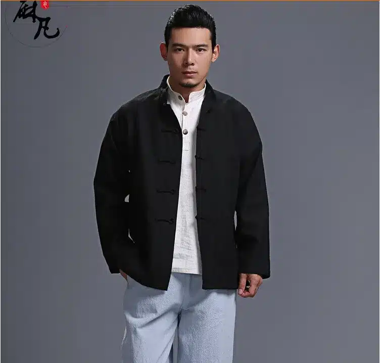 Spring and autumn chinese style retro frog casual pure linen cardigan men's outer coat jacket with pocket 22