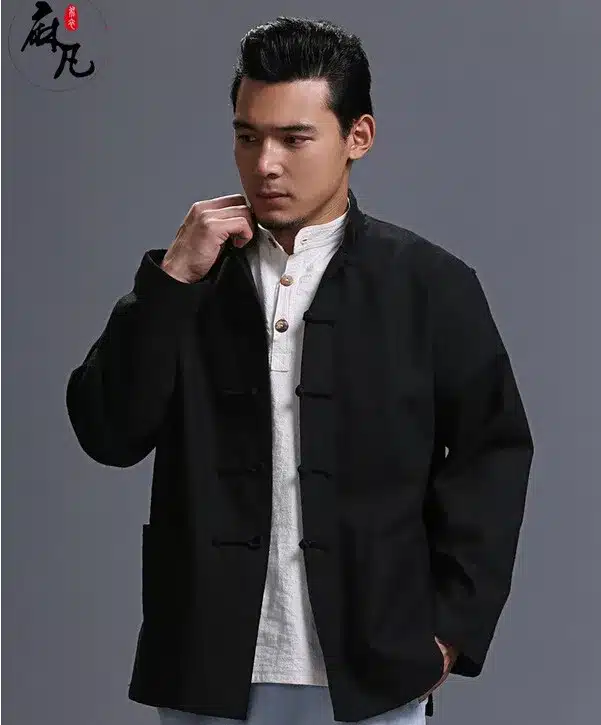 Spring and autumn chinese style retro frog casual pure linen cardigan men's outer coat jacket with pocket 24