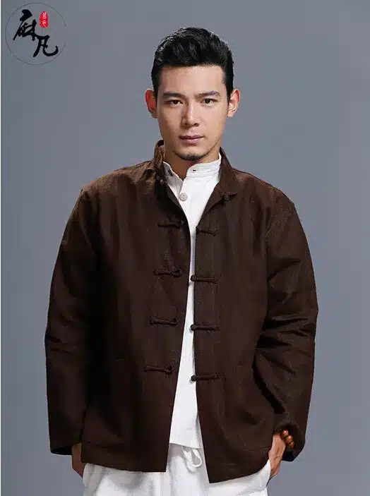 Spring and autumn chinese style retro frog casual pure linen cardigan men's outer coat jacket with pocket 30