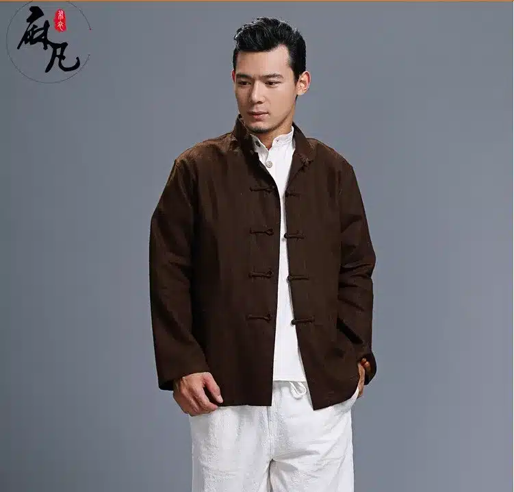 Spring and autumn chinese style retro frog casual pure linen cardigan men's outer coat jacket with pocket 31