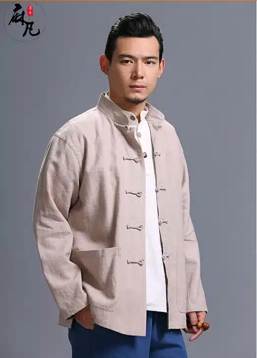 Spring and autumn chinese style retro frog casual pure linen cardigan men's outer coat jacket with pocket 35