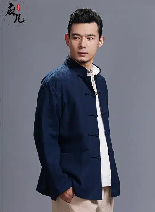 Spring and autumn chinese style retro frog casual pure linen cardigan men's outer coat jacket with pocket 43