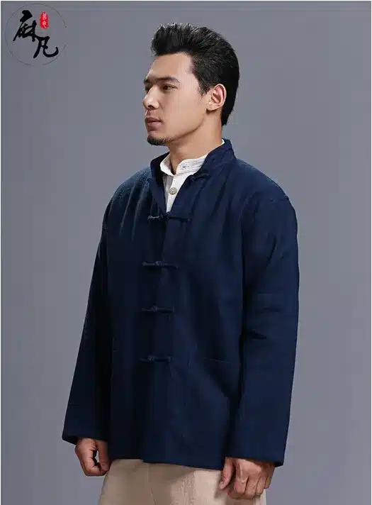 Spring and autumn chinese style retro frog casual pure linen cardigan men's outer coat jacket with pocket 46