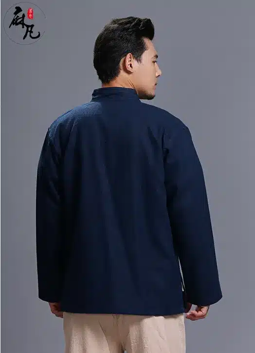 Spring and autumn chinese style retro frog casual pure linen cardigan men's outer coat jacket with pocket 47