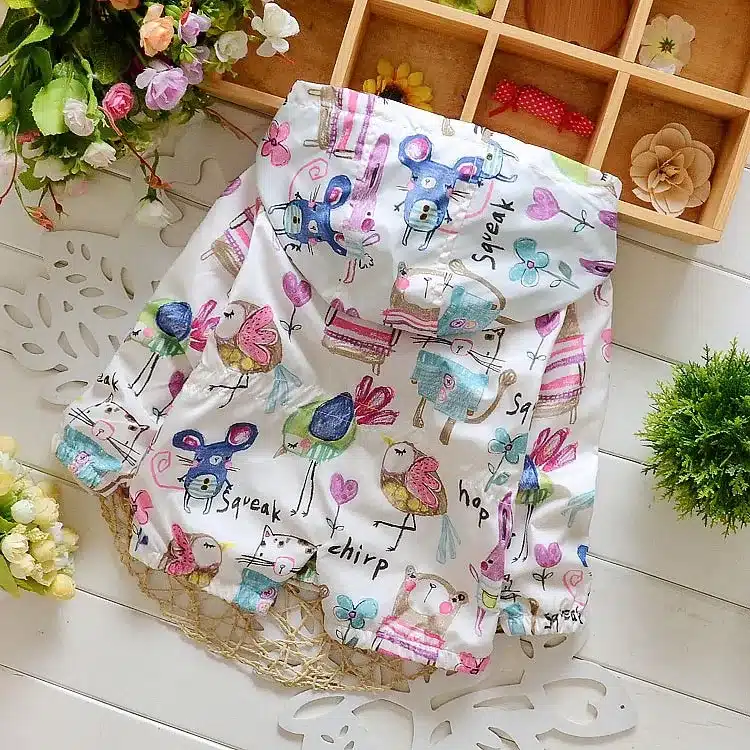 Spring 2018 New Cotton Baby Girls Coat Spend Three Flowers Lollipops Dot Jacket Cardigan Kids Children Clothing Autumn 12