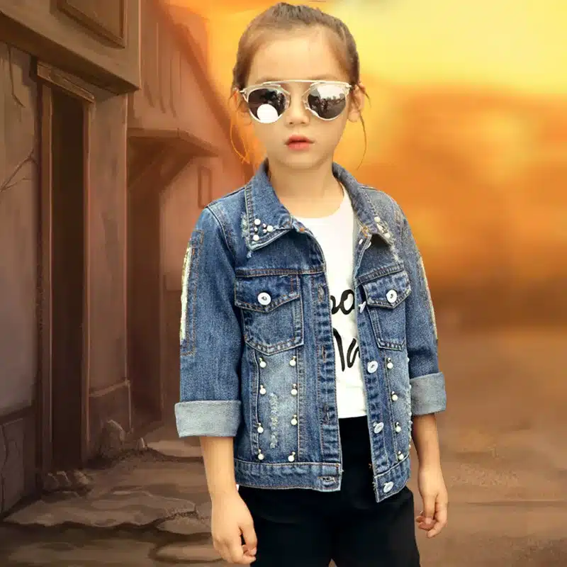 2018 Baby Girls Denim Jacket Cardigan Coat Child Jean Outwear Butterfly Embroidery Sequins Children Clothing Spring Kid Clothes 2