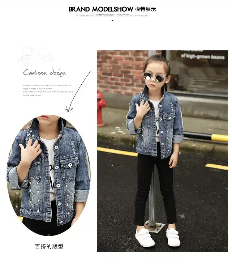 2018 Baby Girls Denim Jacket Cardigan Coat Child Jean Outwear Butterfly Embroidery Sequins Children Clothing Spring Kid Clothes 5