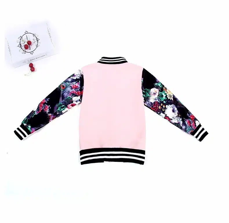 Teenage Girls Baseball Jackets Spring 2018 Kids Girls Hoodies Sweatshirt Girls Sportswear Top Girls Patterned Coat Kids Clothes 16