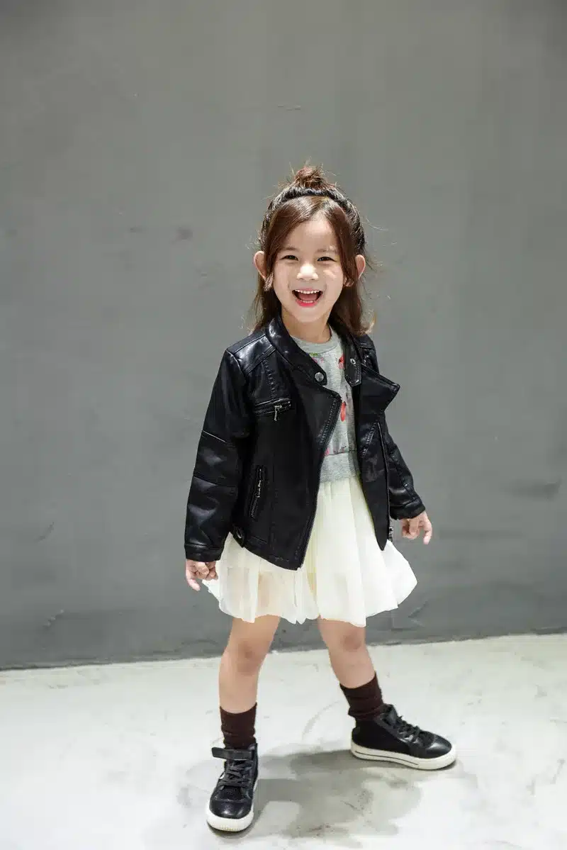DreamShining New Baby Girls Clothes Long Sleeve Kids Jacket Fashion PU Leather Children Outwear Spring Coat Solid Girl Jackets 9