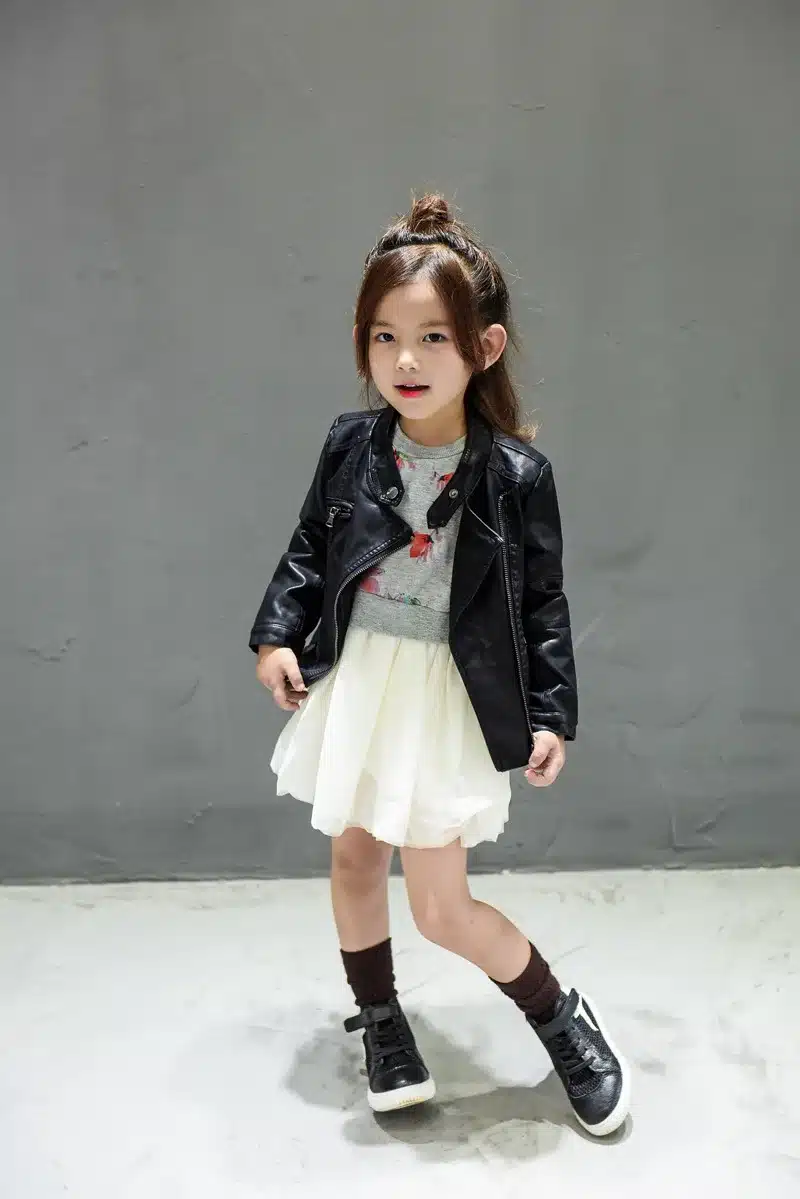 DreamShining New Baby Girls Clothes Long Sleeve Kids Jacket Fashion PU Leather Children Outwear Spring Coat Solid Girl Jackets 11