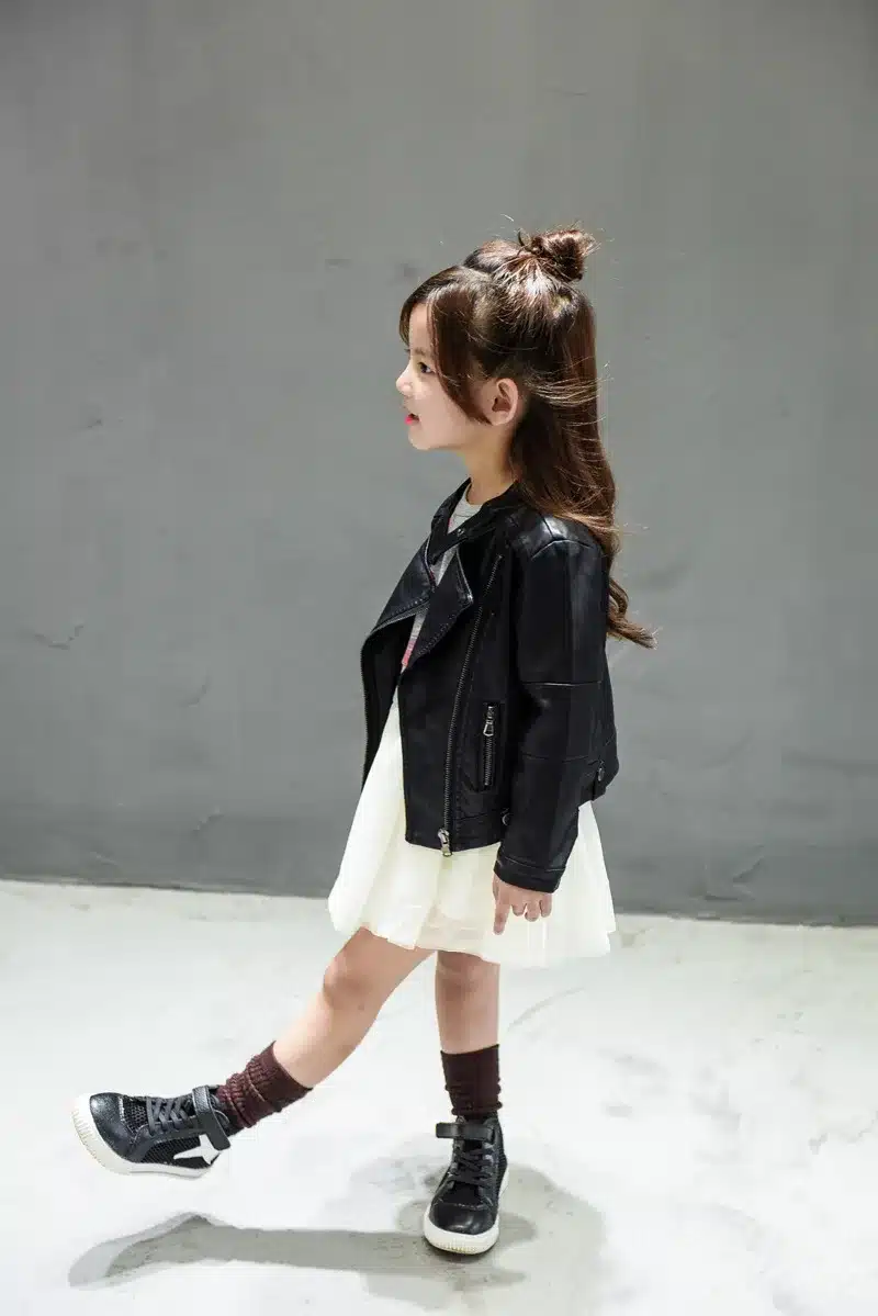 DreamShining New Baby Girls Clothes Long Sleeve Kids Jacket Fashion PU Leather Children Outwear Spring Coat Solid Girl Jackets 12