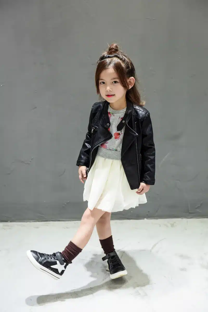 DreamShining New Baby Girls Clothes Long Sleeve Kids Jacket Fashion PU Leather Children Outwear Spring Coat Solid Girl Jackets 13