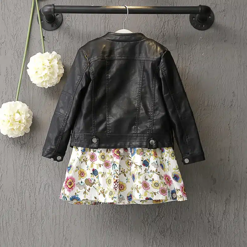 DreamShining New Baby Girls Clothes Long Sleeve Kids Jacket Fashion PU Leather Children Outwear Spring Coat Solid Girl Jackets 19